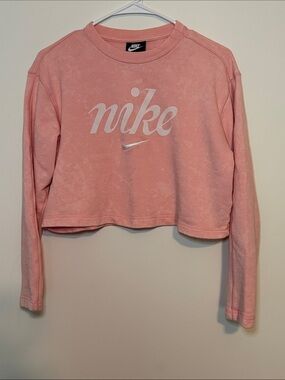 Nike Pink Cropped Logo Sweatshirt
